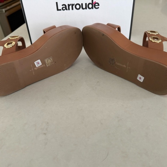 Larroude Women’s Milan Flatform Sandal In Caramel Leather Size 8 - Picture 11 of 16